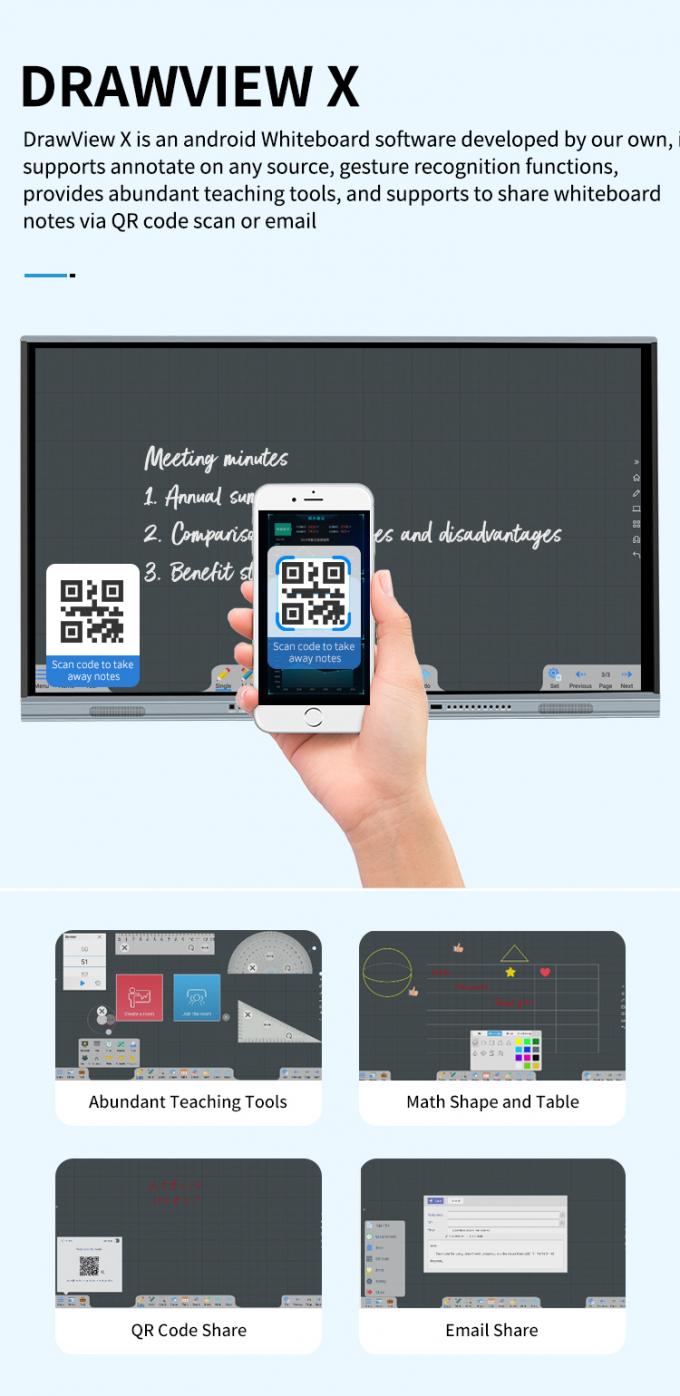 Iboard Новый продукт 98" 4K умный дисплей интерактивный плоский панельный дисплей Большой размер сенсорного экрана Монитор для конференц-зала 6