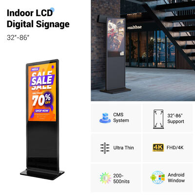 Высококачественная настраиваемая ЖК-дисплейная стена Digital Signage с разрешением 3840*2160, яркостью 500 нит и функцией SDK Вертикальный ЖК-билборд