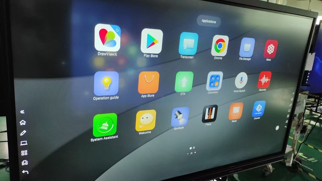 Режим письма пальцем или любым непрозрачным объектом Интерактивный монитор, оснащенный 4 ГБ или 8 ГБ ОЗУ, обеспечивающий плавное сенсорное взаимодействие и рабочий процесс для школьного образования, преподавания, интерактивной доски