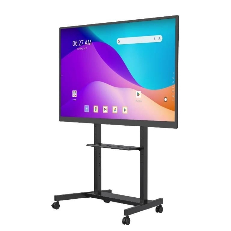 IBoard Factory Direct Outlet 55"- 86" Height Adjustable Mobile TV Stand With smoothly Wheels Compatibility Interactive Whiteboard Smart Panel Up To 180Lbs Steel Frame Rolling TV Cart Pushing Cart