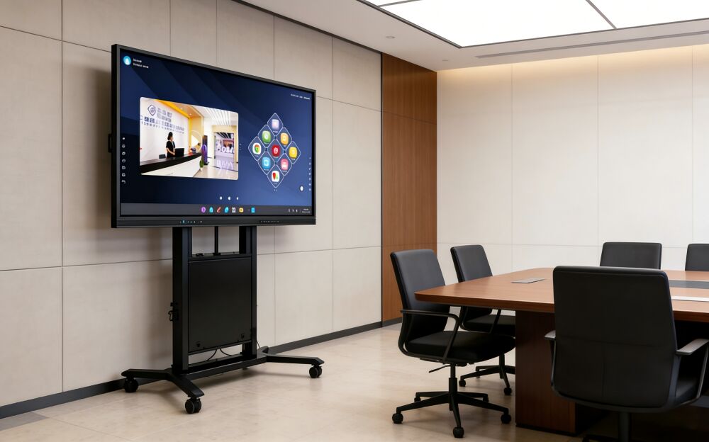 Электронная мобильная тележка для 65-86-дюймовых смарт-телевизоров с регулируемой высотой и максимальной нагрузкой 100 кг